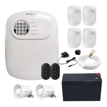 Imagem de Kit Alarme Híbrido Intelbras ANM 24 NET com 4 Sensores Com Fio, 2 Sire