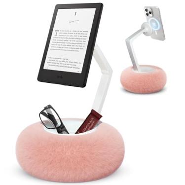 Imagem de BIVOGID Suporte magnético de telefone para cama, braço de eixo duplo, ângulo ajustável de 360° de altura, compatível com telefone/Kindle de 4 a 7 polegadas com pequeno armazenamento, base de sucção