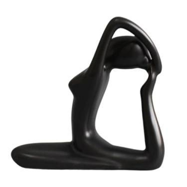 Imagem de Fenteer Estátua de ioga, estatueta de exibição, exclusiva, moderna, estética, pose de ioga, arte, estátua, ornamento de mesa para armários de quarto, Style D