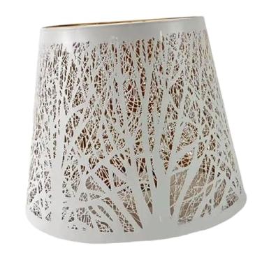 Imagem de Baoblaze Abajur de metal com padrão de árvore moderna, capa de abajur para arandelas de parede, cabeceira, sala de estar, hotel, Grande Branco