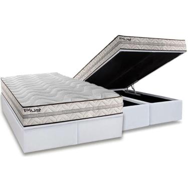 Imagem de Cama Box Baú Queen: Colchão Espuma D33 Paropas Pasquale Plus + Base CRC Linhão White (1...