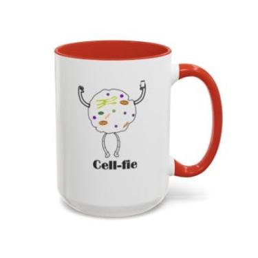 Imagem de SpreadPassion Caneca de café de ciência engraçada Cell-fie – Trocadilho celular de biologia – Caneca com detalhes de cerâmica para amantes da ciência, biólogos, professores e estudantes (vermelho, 425