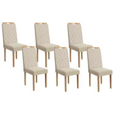 Imagem de Kit 6 Cadeiras de Cozinha 2CAD153EA 6 Un Eucalipto/Linho Areia A052 - Kappesberg