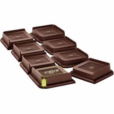 Imagem de Elevadores de cama 2.5 cm, 5.1 cm, 7.6 cm, 10.2 cm, 15.2 cm, 20.3 cm, 20.3 cm Resistente, Elevação de Móveis Grandes para Sofá Sofá Mesa Cadeira Perna Dormitório, Suporta até 2,721 kg (Marrom Chocolat