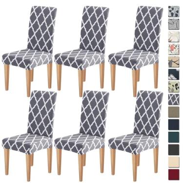 Imagem de Dioxide Capas de cadeira de alta elasticidade para cadeiras de jantar, conjunto de 6 capas de cadeira de jantar laváveis, capas de assento macias para cadeiras de cozinha, protetores de cadeira