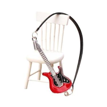 Imagem de Guitarra Miniatura Para Casa De Bonecas, Instrumento Musical Ornamenta