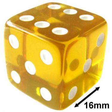 Imagem de Jogo De Dado 16mm (1,6cm) Amarelo Translúcido - EJ Games - Euclides Jo