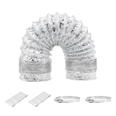 Imagem de Mangueira de ventilação para secadora, mangueira de duto de exaustão flexível extragrossa ULIFESTAR, dutos isolados de folha de alumínio para espaço apertado, kit de dutos HVAC com 2 grampos e 1 fita