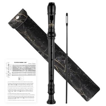 Imagem de YONTY Gravador Soprano Instrumento de 8 Furos para Iniciantes, Crianças Estudantes, Flauta Chave C Estilo Barroco com Haste de Limpeza e Bolsa para Educação e Entretenimento - Obsidiana