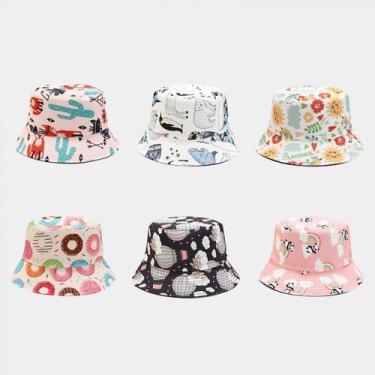 Imagem de Chapéu de balde bonito chapéu pescador chapéus para mulheres, reversív
