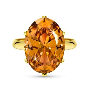 Imagem de Linawe Anéis Ajustáveis De Citrino, Morganita, Topázio Laranja Para Mulheres, Zircônia Cúbica Dourada, Imitação Diamante, Pedra Preciosa, Cristal, Nascimento, Anel Coquetel Com Strass, Bijuteria Amo