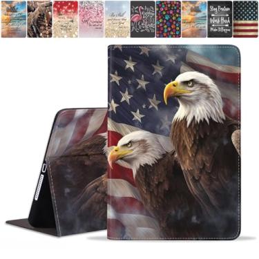 Imagem de FQTBCEARI Capa para Samsung Galaxy Tab S10 Lite / S10 FE/ S9 FE 10,9 polegadas / S9 11 polegadas, capa fina de couro PU, suporte ajustável com despertar/hibernar automático, bandeira americana