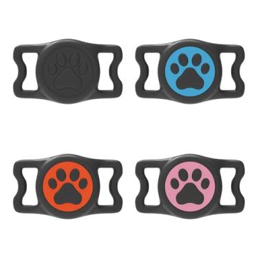 Imagem de WhoseID Suporte IP68 Waterpoof Dog AirTag, suporte de silicone elástico para Apple Air Tag para coleira de cachorro e gato, serve para coleira de todas as larguras (preto1/preto e laranja/preto e azul