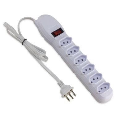 Imagem de Filtro De Linha 6 Tomadas Incorporadas Bivolt Branco - 60600001 - Forceline