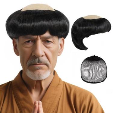 Imagem de Conjunto de cosplay masculino Wig Joneting Black Monk Short Wavy
