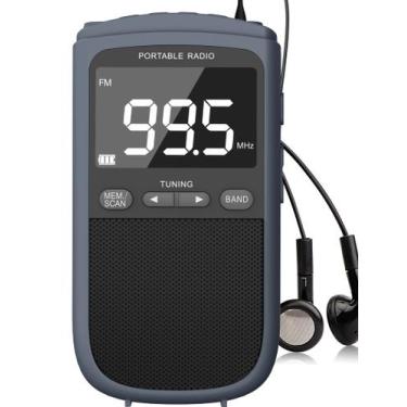Imagem de Rádio Walkman AM FM portátil Jazmm 900mAh com LCD cinza