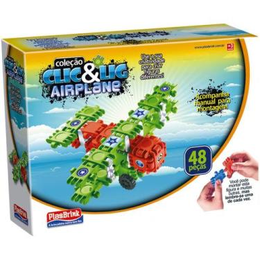 Imagem de Brinquedo Infantil Crianças Airplane Avião Aviões Montar 48 Peças Clic