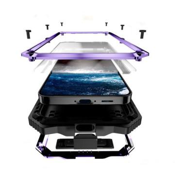 Imagem de Capa Lunivop para Samsung Galaxy S24 FE de metal resistente, roxa