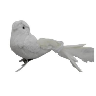 Imagem de Enfeite Pomba Branca c/ Plumas - 16 CM- Magizi - MAGIZI (YANGZI)