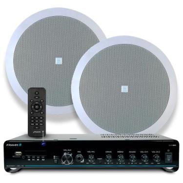 Imagem de Kit Som Ambiente Embutir Teto Jbl 2 Arandelas Retangular + Receiver Sl