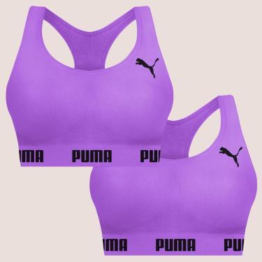 Imagem de Kit Com 2 Tops Puma Nadador Sem Costura E Sem Bojo Fitness Fit Para Academia Corrida Treino-Feminino