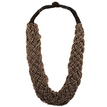 Imagem de Touchstone Sunsoul Tribal Boho Cinza Preto Colar De Contas De Cor Preto Crochê À Mão Trabalho Moderno Designer Moda Joias Para Mulheres., Metal, Sem pedras preciosas