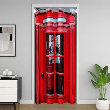 Imagem de meiyoeat Cortina de porta de Londres para privacidade de porta 106 x 213 cm 1 painel infantil cenário europeu histórico capa de porta de armário para meninos meninas adolescentes retrô cortina