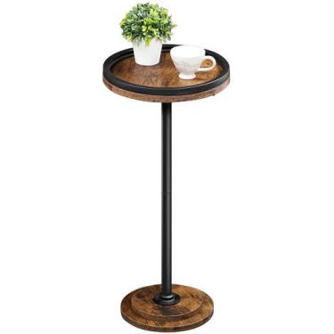 Imagem de Mesa lateral HOOBRO Small Round Drink Coffee Rustic Brown