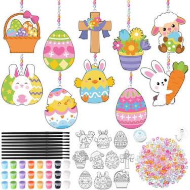 Imagem de Kit de artesanato Dunzoom Easter Suncatchers com tintas e pincéis x30
