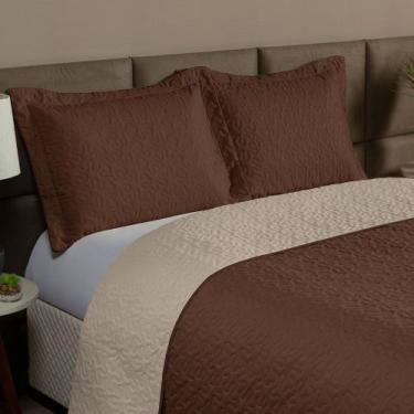 Imagem de Kit 3 Pçs Cobre Leito Casal Queen Clara Dupla Face - MR Enxovais, Cáqu