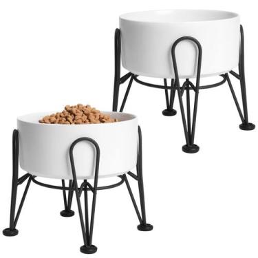 Imagem de Taças elevadas para cães Kitwinney Ceramic com suporte de metal, pacot