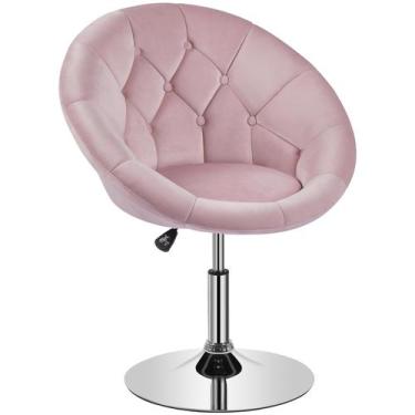Imagem de Cadeira de penteadeira Yaheetech Living Room Makeup Velvet Pink