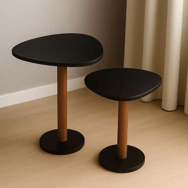 Imagem de Kit 2 Mesas Laterais de Canto Monopé com Tampo Orgânico