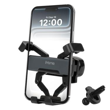 Imagem de iHome Suporte de telefone para saída de ar por gravidade metálica, ampla compatibilidade, configuração sem esforço, aderência segura