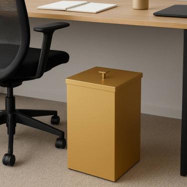 Imagem de Lixeira Quadrada Inox - 7,8L - Dourada Fosco