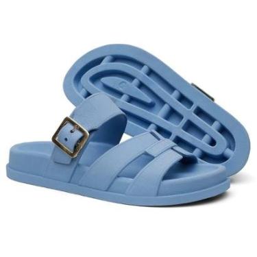 Imagem de Sandalia Nuvem Microexpandido Feminino com Fivela na cor Azul-Feminino