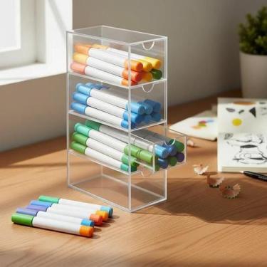 Imagem de Organizador para Canetinhas Suporte Organizador em Acrilico com 4 Gave