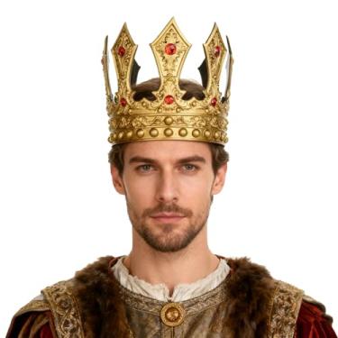 Imagem de Delicate Dew Tiara masculina Medieval King Crown Gothic Cosplay Príncipe Fantasia de Halloween, R - ouro, tamanho �nico