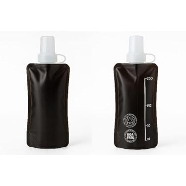 Imagem de Garrafa de Água Corrida Silicone Sem Gosto Sem Cheiro(Preta)