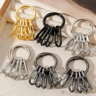 Imagem de 5 peças de metal anel de mola fechos de mola chaveiro mosquetão redondo aberto com fivelas de gancho para bricolage (1 peça-prata)