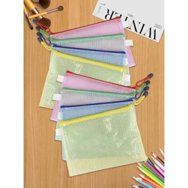 Imagem de 8 unidades de sacos de arquivo com zíper, bolsa de malha de plástico impermeável para família de escritório, bolsas de viagem transparentes à prova d'água, bolsas de armazenamento de jogos de
