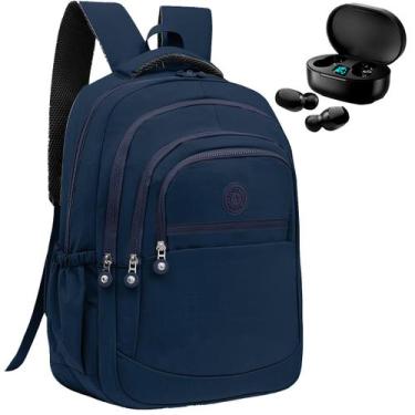 Imagem de Kit Mochila Feminina Escolar Grande Trabalho + Fone Bluetooth Sem Fio 