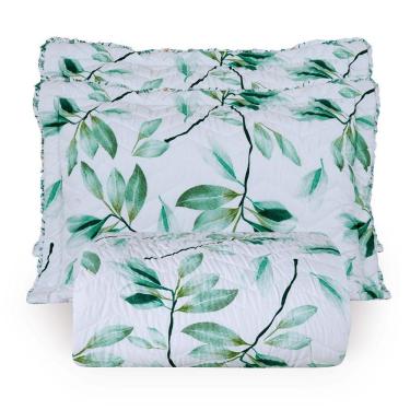 Imagem de Kit Cobre Leito Colcha Topázio King Dupla Face 3 Peças - Esmeralda - 100% Poliéster