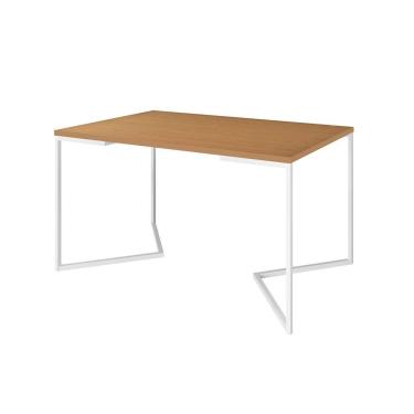 Imagem de Mesa Jantar Industrial Canela Retangular 137X90Cm Base V Ferro Branco