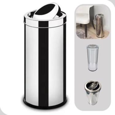 Imagem de Cesto de Lixo Aço Inox Com Tampa Lixeira 16 Litro Martinazzo, Inox