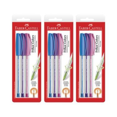 Imagem de Kit 9 Canetas Trilux Colors Faber-Castell com cores sortidas