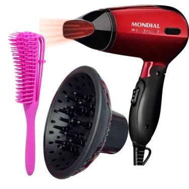 Imagem de Mini Secador De Cabelo Mondial 1200w Ion Dobrável Viagem Vermelho Sm13