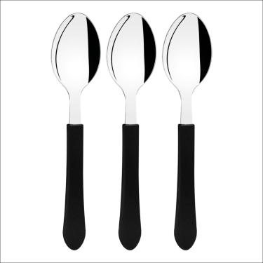 Imagem de Kit 3 Colher de Mesa Tramontina Leme Inox Cabo Preto