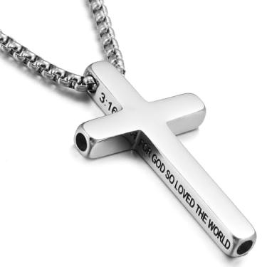 Imagem de RWQIAN Colar de cruz respirável para homens, corrente de aço inoxidável, versículo bíblico, crucifixo, colares para parar de fumar, parar de fumar, ferramentas de vapingtools, itens de alívio da