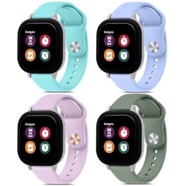 Imagem de [Pacote com 4] Pulseiras para relógio Gizmo 3 2 1 / Gabb Watch 3 2 1 / SyncUP para crianças, pulseira de silicone macio respirável esportiva de 20 mm para meninos e meninas (azul claro + azul bebê +